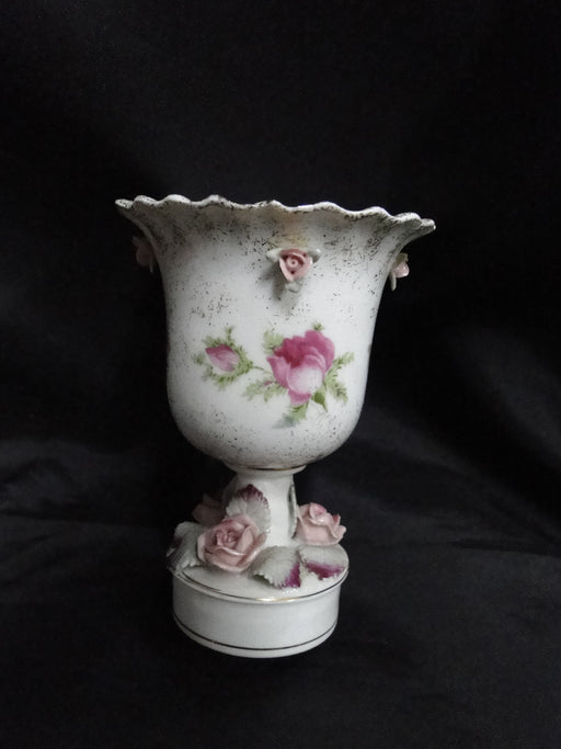 Lefton Antique Handpainted Pink Roses: Cigarette Holder & 4 Ashtrays Set, As Is