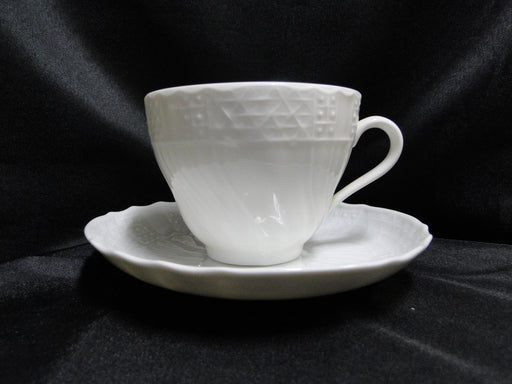 Hutschenreuther Dresden, White, Embossed: Cup & Saucer Set, 2 3/4" Tall, As Is