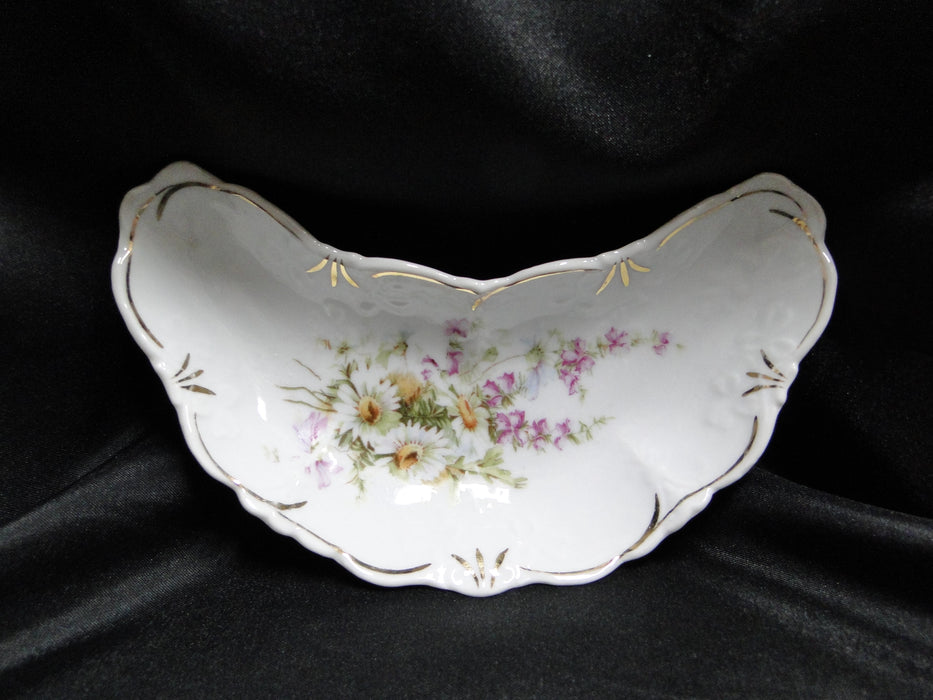 Germany Multicolored Florals, Gold Accents: Crescent Bone Plate, 6 1/2"