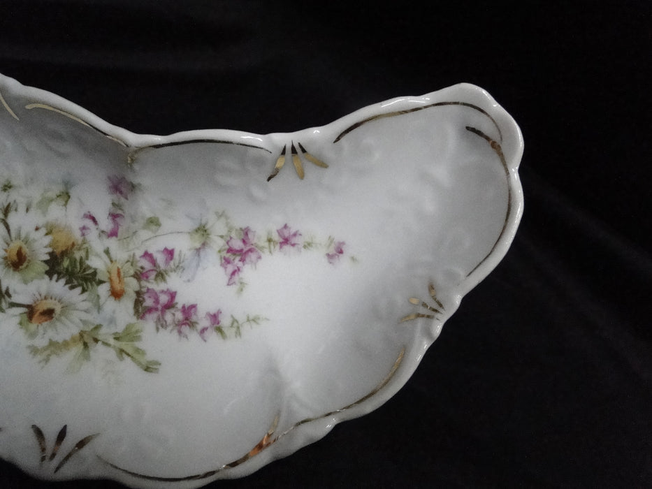 Germany Multicolored Florals, Gold Accents: Crescent Bone Plate, 6 1/2"