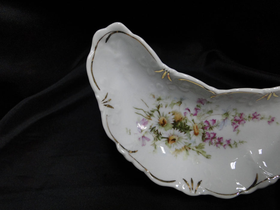 Germany Multicolored Florals, Gold Accents: Crescent Bone Plate, 6 1/2"