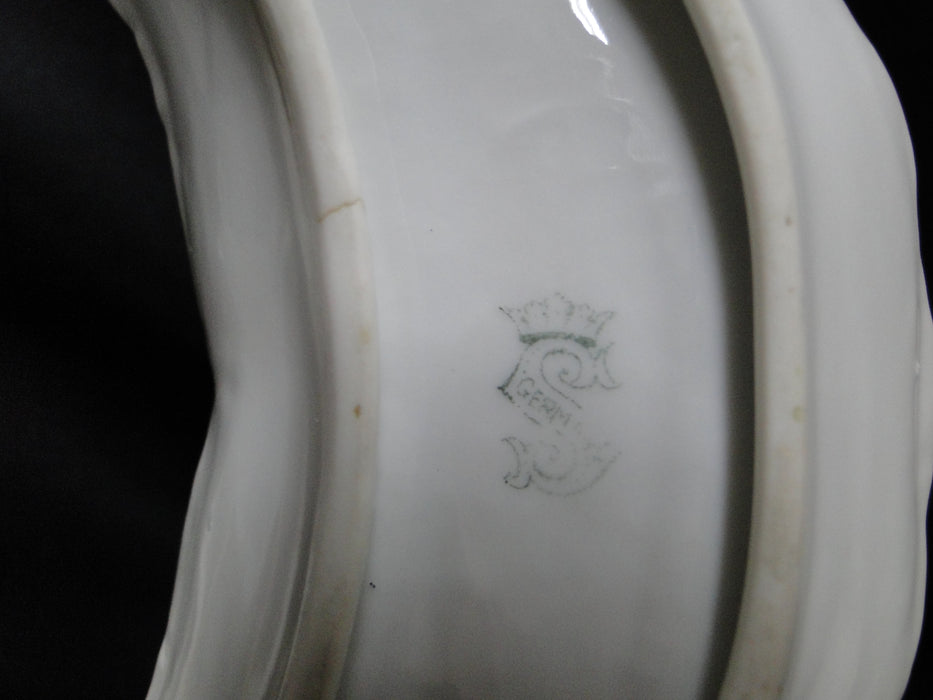 Germany Multicolored Florals, Gold Accents: Crescent Bone Plate, 6 1/2"