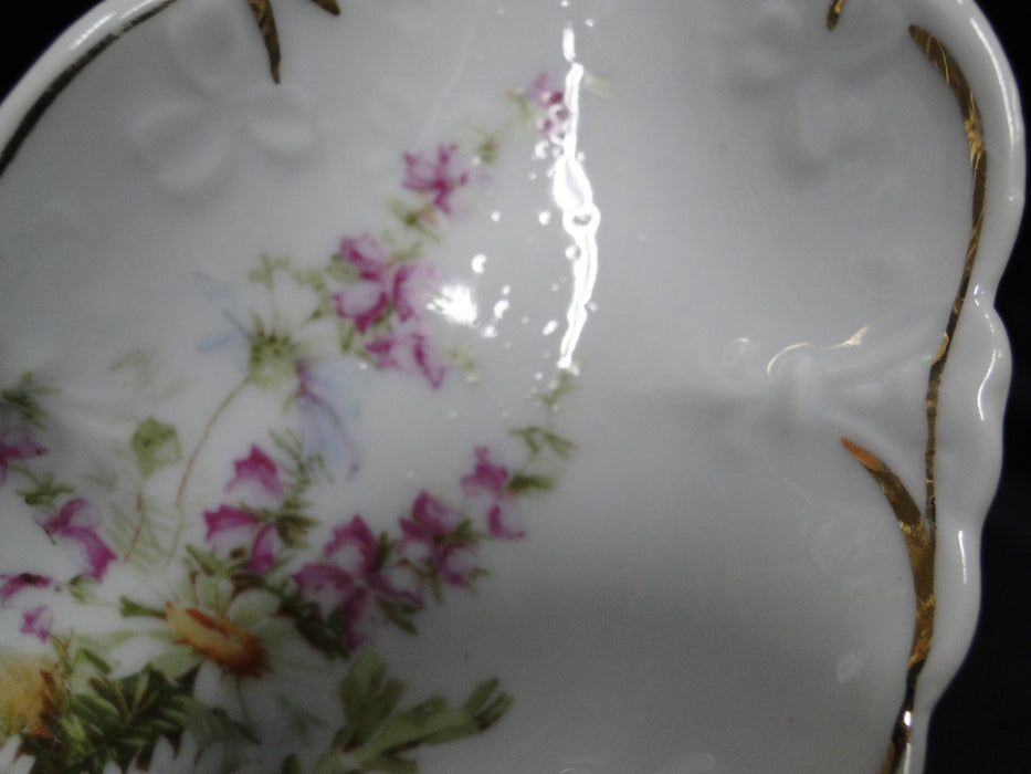 Germany Multicolored Florals, Gold Accents: Crescent Bone Plate, 6 1/2"