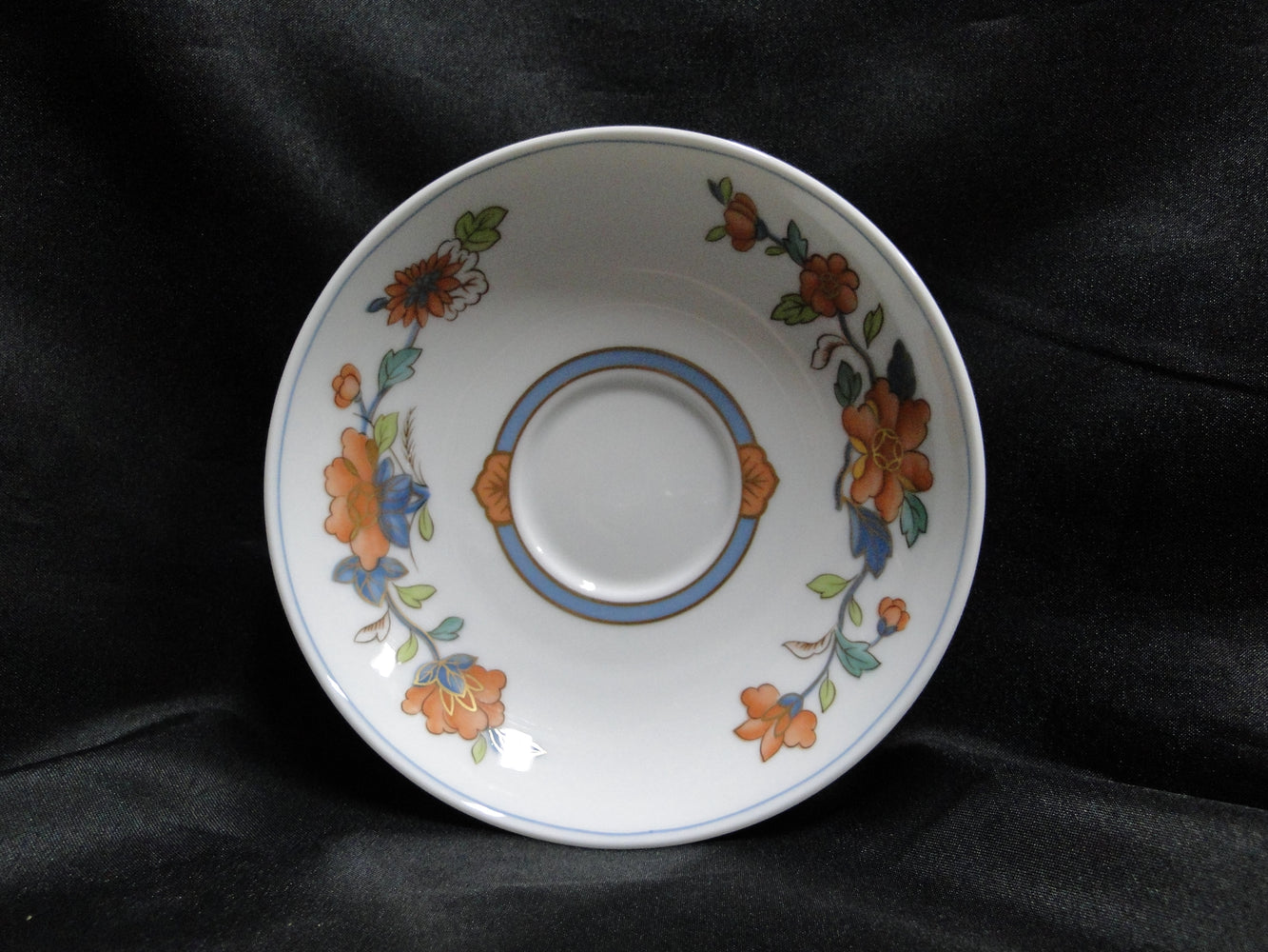 Heinrich Nanking, Coral Flowers w/ Green, Blue, Gold: 5 1/2" Saucer Only