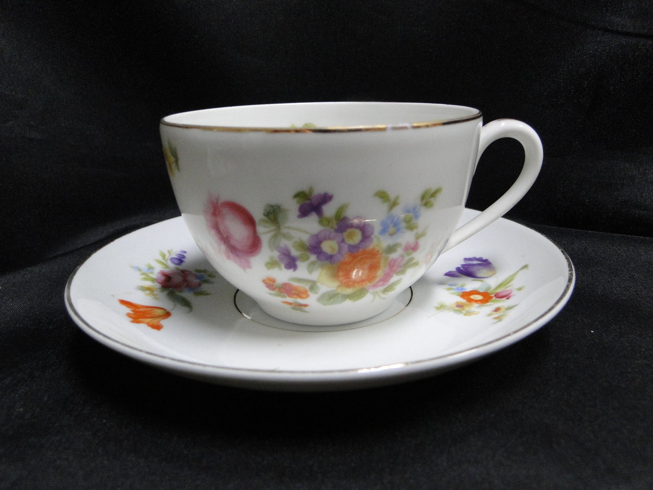 Krister Porzellan (KPM) KPM2, Multi Motif Florals: Cup & Saucer Set, 2 1/4"