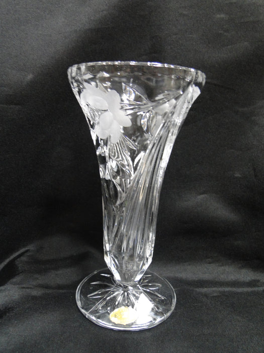 Echt Bleikristall, Clear w/ Gray Cut Roses: Vase, 3 3/4" x 7 1/4" Tall