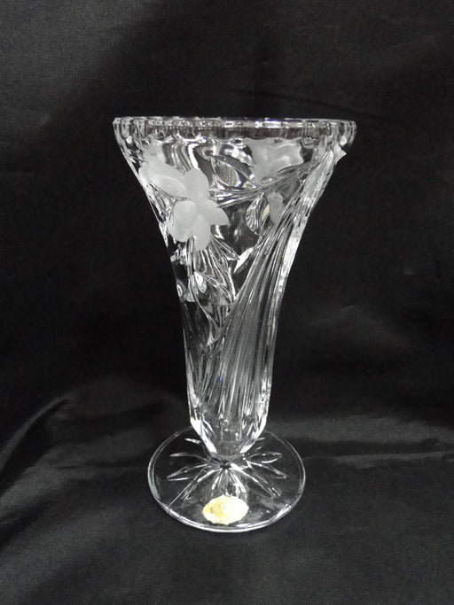 Echt Bleikristall, Clear w/ Gray Cut Roses: Vase, 3 3/4" x 7 1/4" Tall