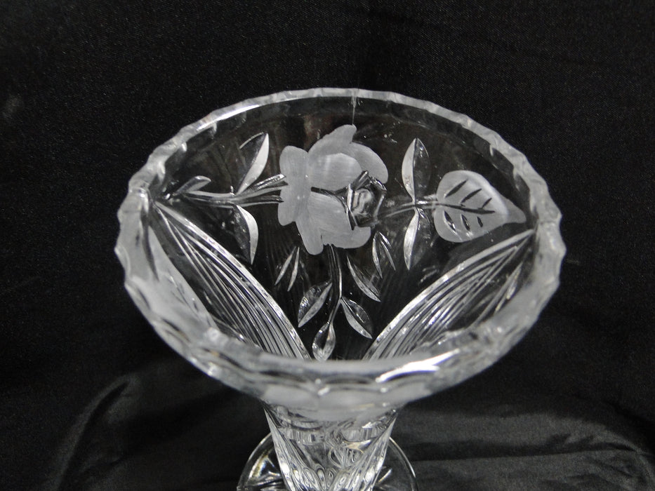 Echt Bleikristall, Clear w/ Gray Cut Roses: Vase, 3 3/4" x 7 1/4" Tall