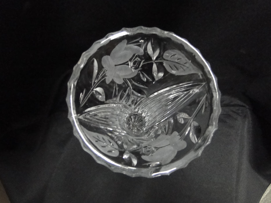 Echt Bleikristall, Clear w/ Gray Cut Roses: Vase, 3 3/4" x 7 1/4" Tall