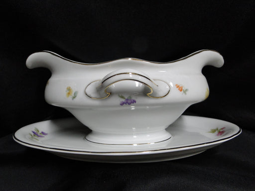 Krister Porzellan (KPM) KPM2, Multi Motif Florals: Gravy & Attached Underplate