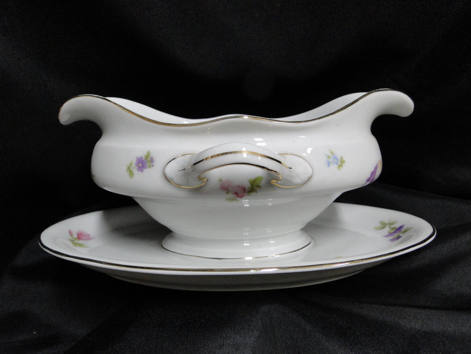 Krister Porzellan (KPM) KPM2, Multi Motif Florals: Gravy & Attached Underplate