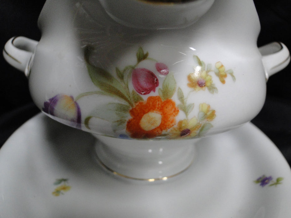 Krister Porzellan (KPM) KPM2, Multi Motif Florals: Gravy & Attached Underplate