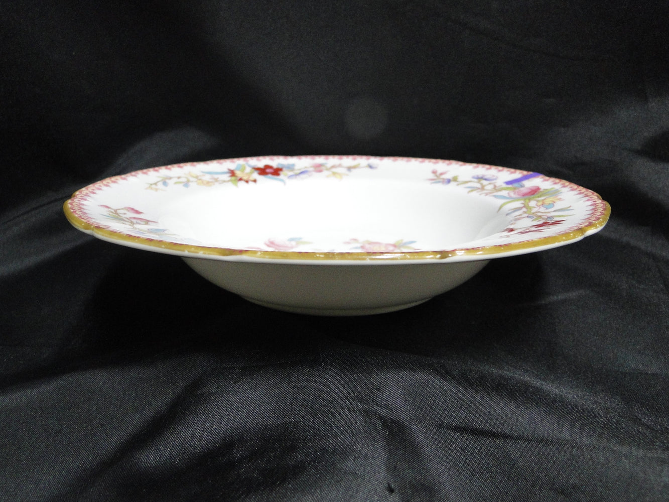 Royal Doulton Ito Scalloped: Bird, Floral: Rim Soup Bowl, 8" x 1.5", As Is