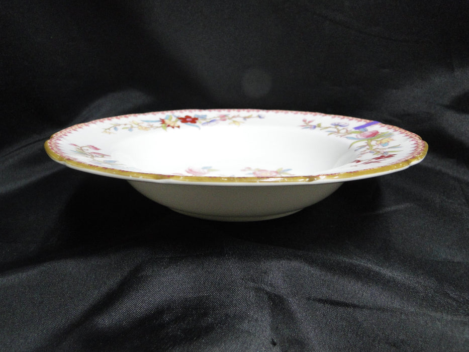 Royal Doulton Ito Scalloped: Bird, Floral: Rim Soup Bowl, 8" x 1.5", As Is