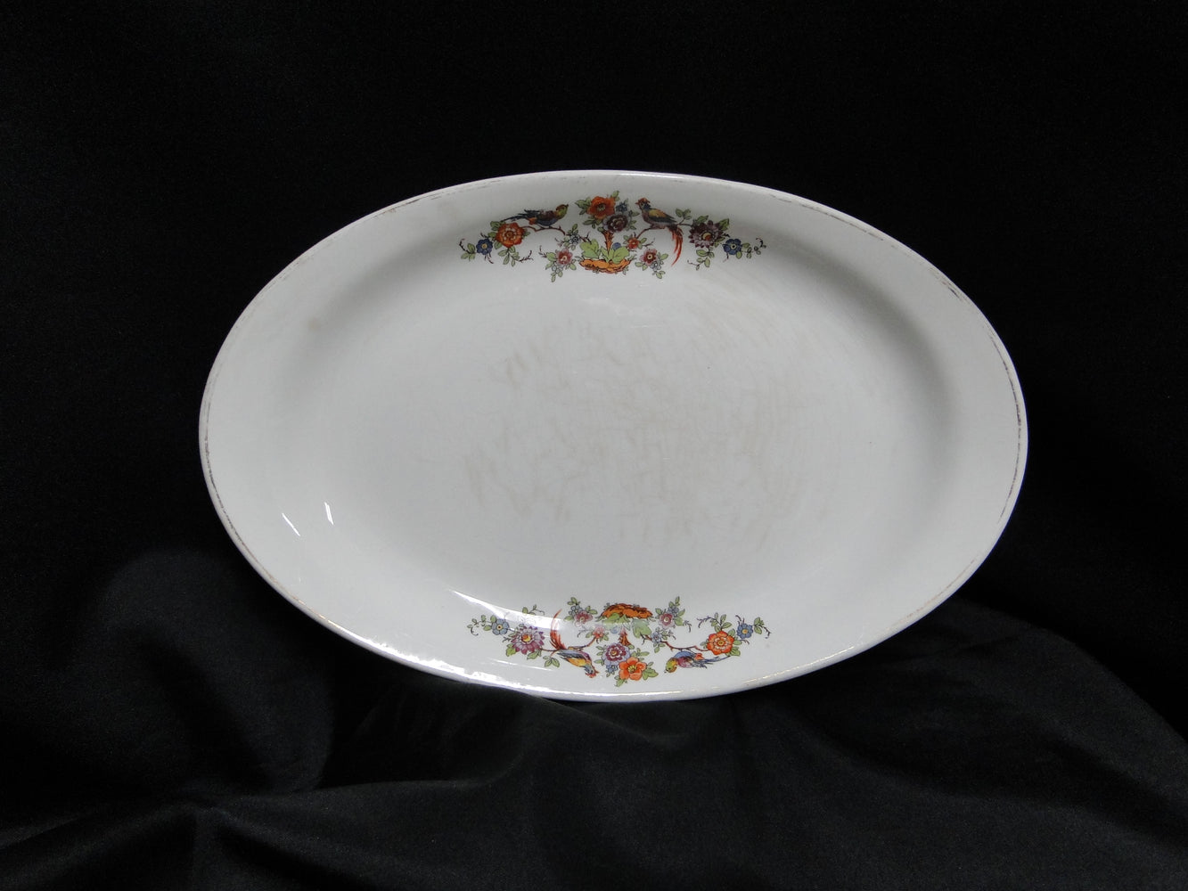 Homer Laughlin HLC3713, Birds, Flowers: Oval Serving Platter, 11 1/4", As Is