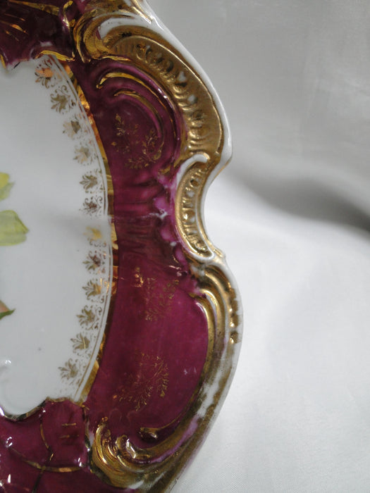 IBF Germany Magenta Border w/ Yellow Roses: Round Serving Bowl, 10 1/2", As Is
