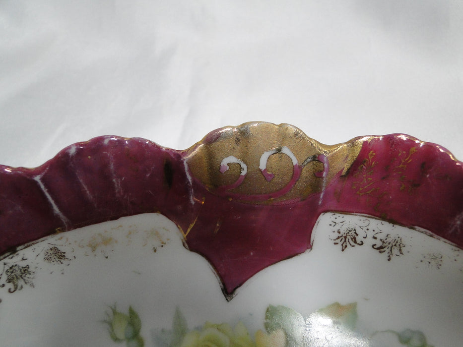 IBF Germany Magenta Border w/ Yellow Roses: Oval Bowl (s), 6 1/2", As Is