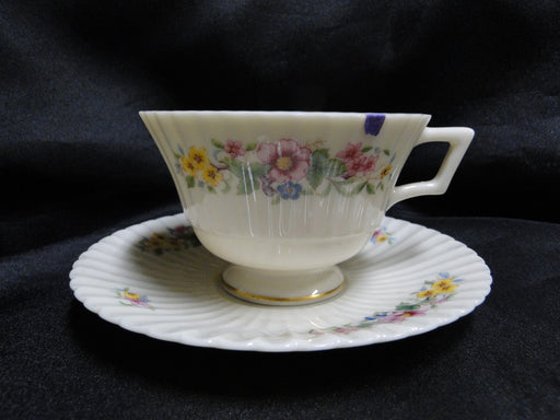 Lenox Sonnet, Florals, Fluted Rim, Gold Trim: Cup & Saucer Set, 2 1/2", Nick