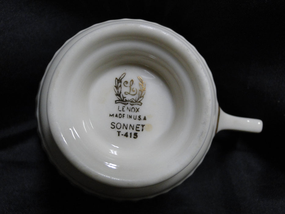 Lenox Sonnet, Florals, Fluted Rim, Gold Trim: Cup & Saucer Set, 2 1/2", Nick