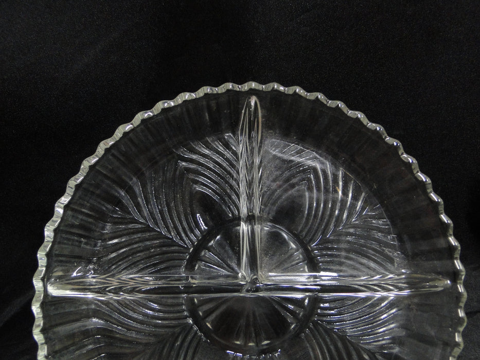 Indiana Glass 259 Clear, Ridges: 3-Part Divided Relish Dish, 7 1/8" x 1"
