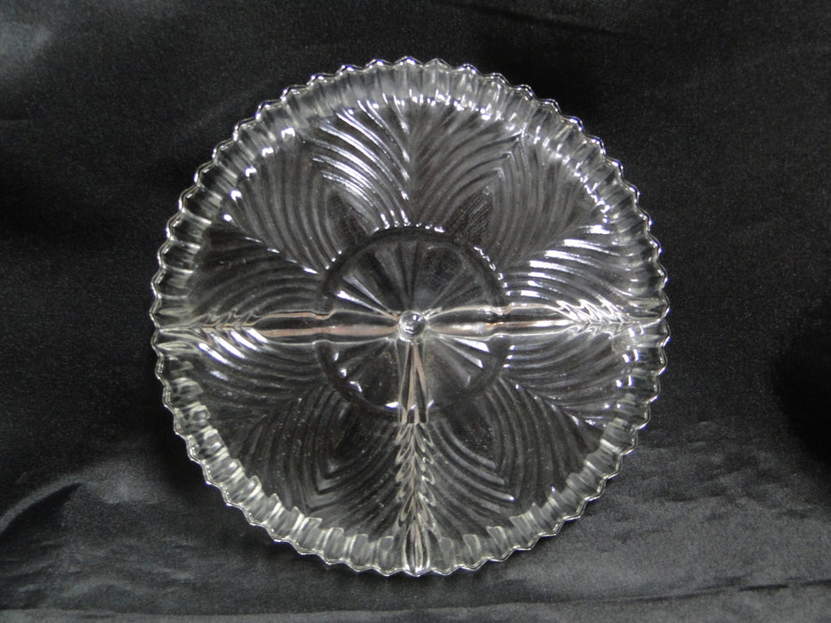 Indiana Glass 259 Clear, Ridges: 3-Part Divided Relish Dish, 7 1/8" x 1"