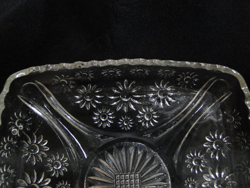 Hazel Atlas 129 Clear, Florals, Pressed: Square Relish Dish, 6 1/4" x 1", As Is