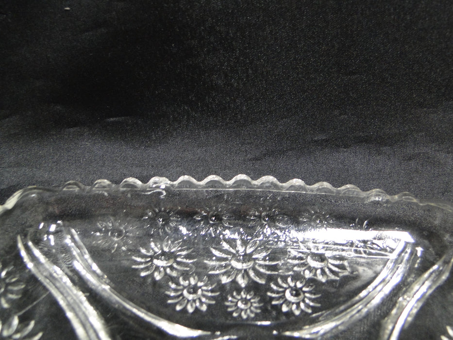 Hazel Atlas 129 Clear, Florals, Pressed: Square Relish Dish, 6 1/4" x 1", As Is