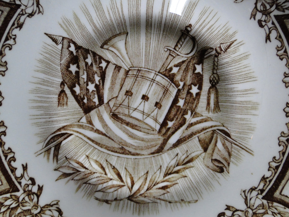 Meakin Americana Brown, Scene, Ironstone: Cup & Saucer Set, 3", As Is