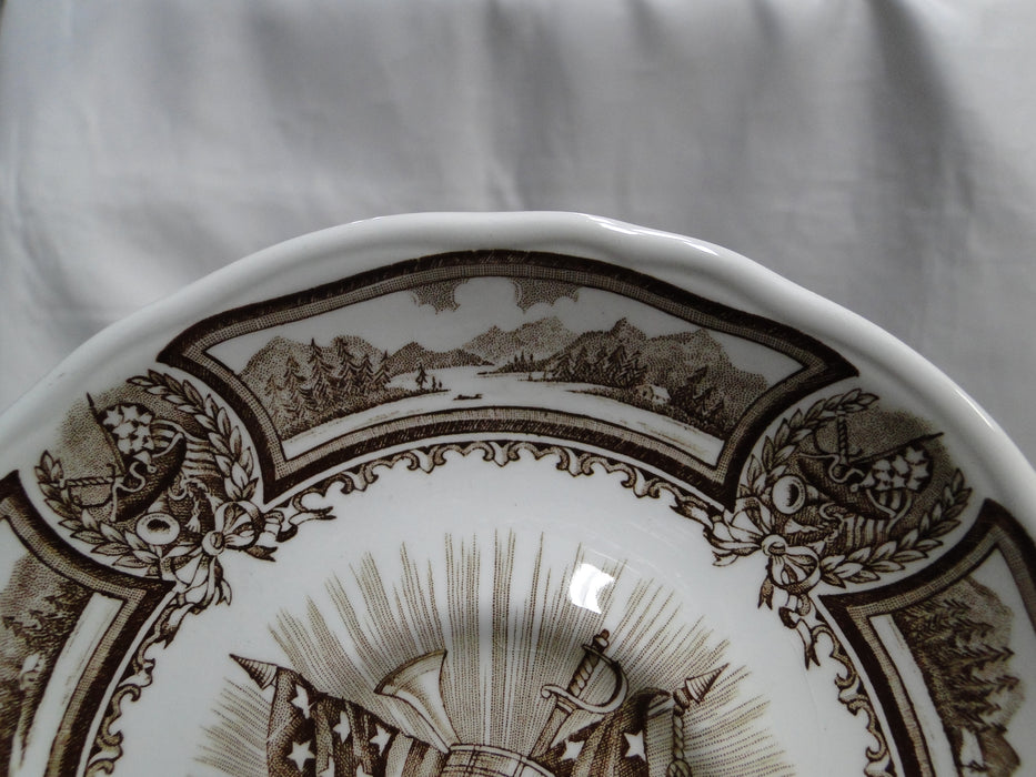 Meakin Americana Brown, Scene, Ironstone: Cup & Saucer Set, 3", As Is