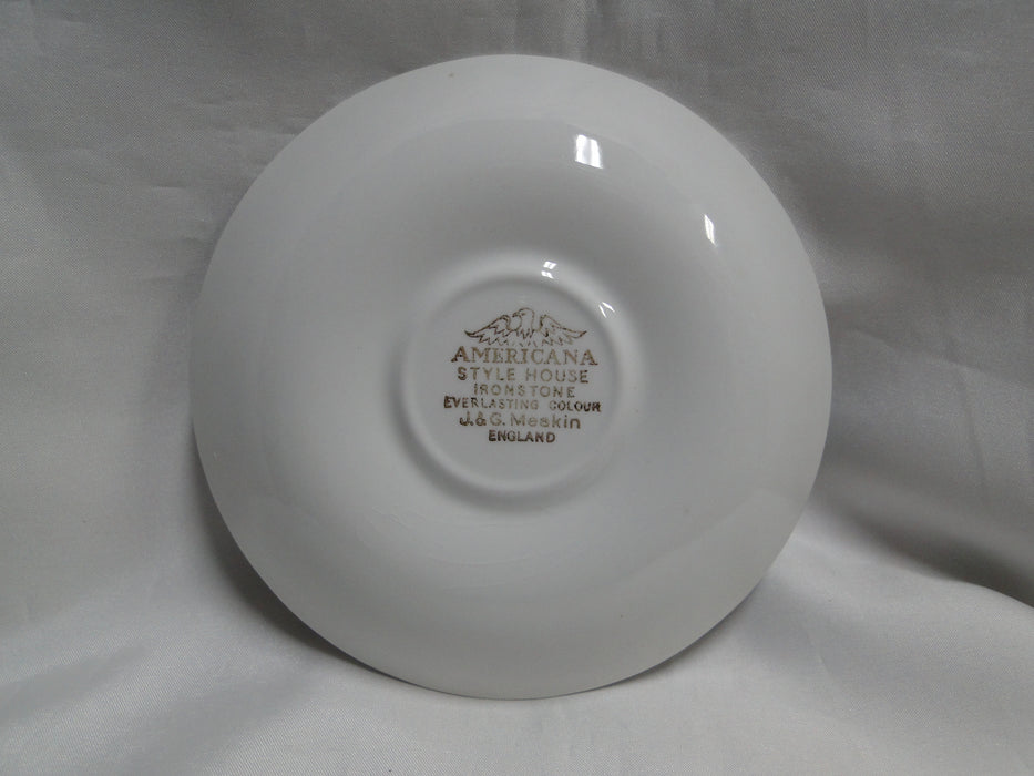 Meakin Americana Brown, Scene, Ironstone: Cup & Saucer Set, 3", As Is