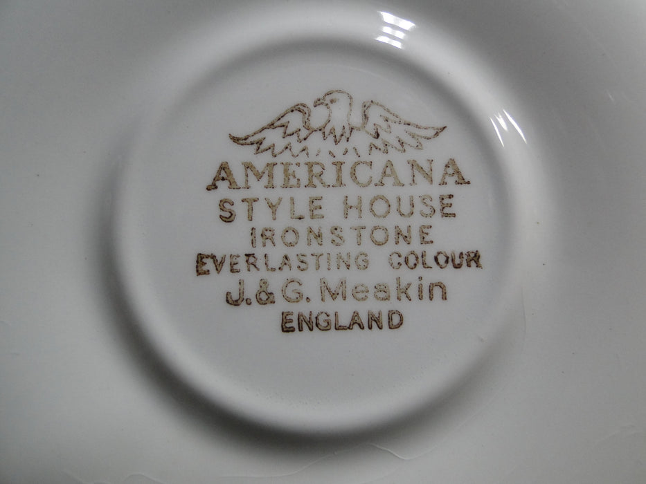 Meakin Americana Brown, Scene, Ironstone: Cup & Saucer Set, 3", As Is