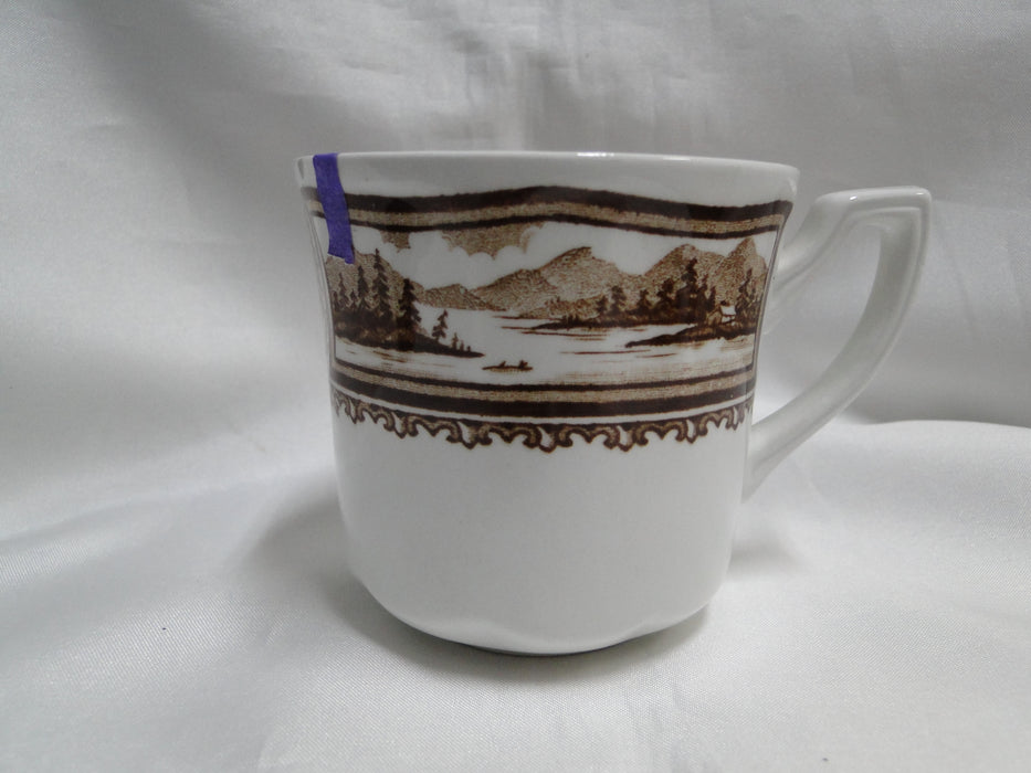 Meakin Americana Brown, Scene, Ironstone: Cup & Saucer Set, 3", As Is
