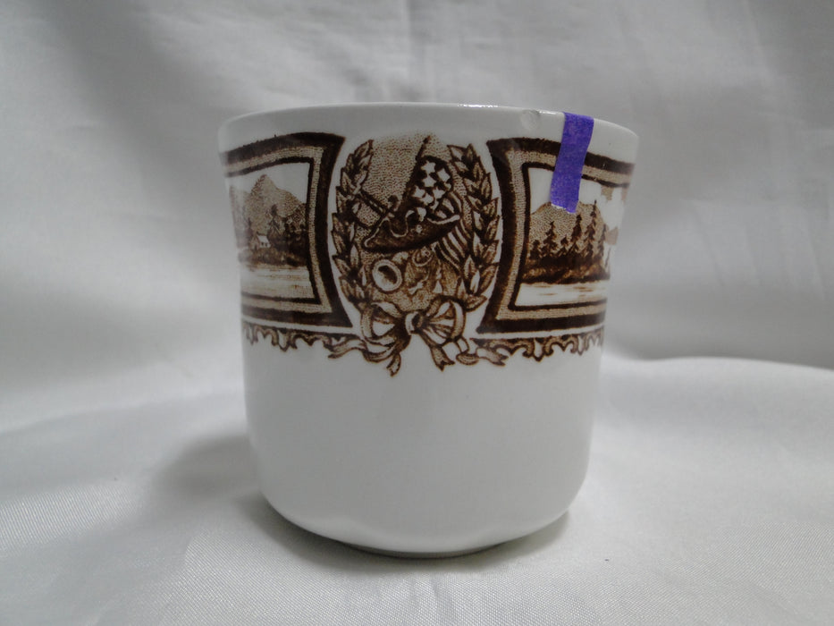 Meakin Americana Brown, Scene, Ironstone: Cup & Saucer Set, 3", As Is