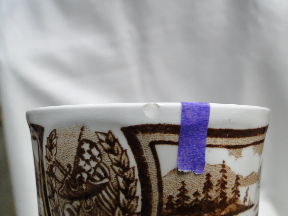 Meakin Americana Brown, Scene, Ironstone: Cup & Saucer Set, 3", As Is