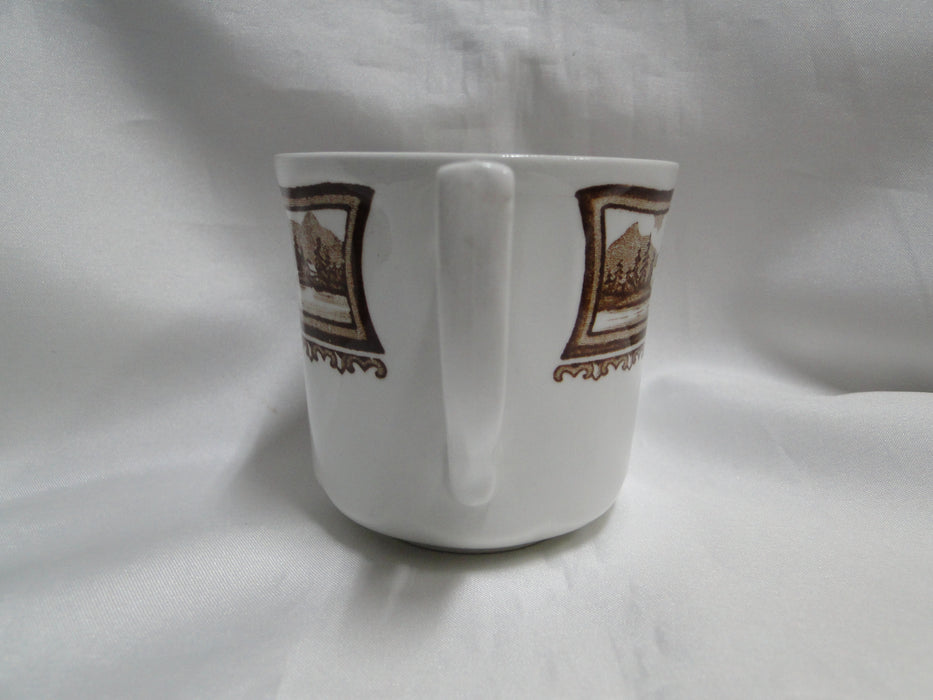 Meakin Americana Brown, Scene, Ironstone: Cup & Saucer Set, 3", As Is