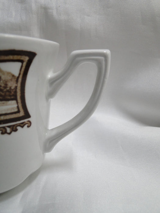 Meakin Americana Brown, Scene, Ironstone: Cup & Saucer Set, 3", As Is