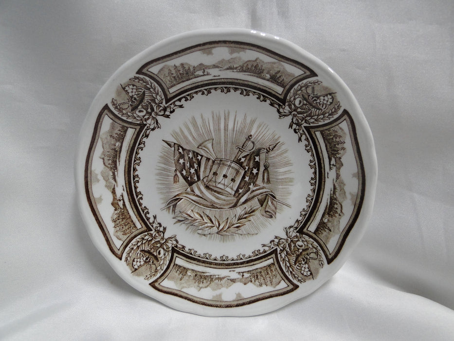 Meakin Americana Brown, Scene, Ironstone: Cup & Saucer Set, 3", As Is