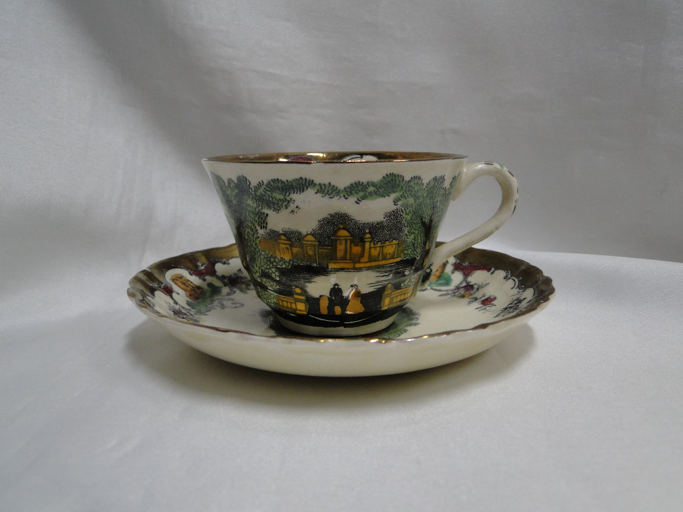 Mason's Leeds, Scene: Demitasse Cup & Saucer Set, 2", As Is