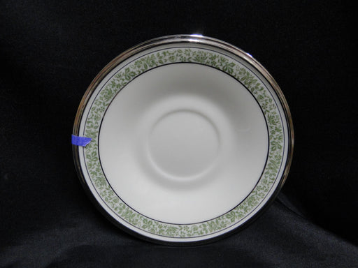 Lenox Memoir, Green Florals, Platinum Trim: 6" Saucer Only, As Is