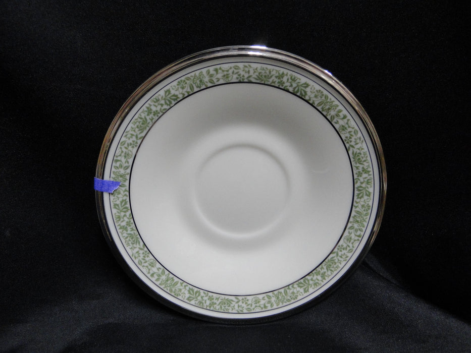 Lenox Memoir, Green Florals, Platinum Trim: 6" Saucer Only, As Is