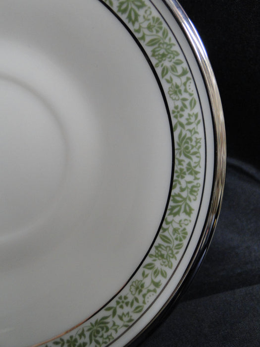 Lenox Memoir, Green Florals, Platinum Trim: 6" Saucer Only, As Is