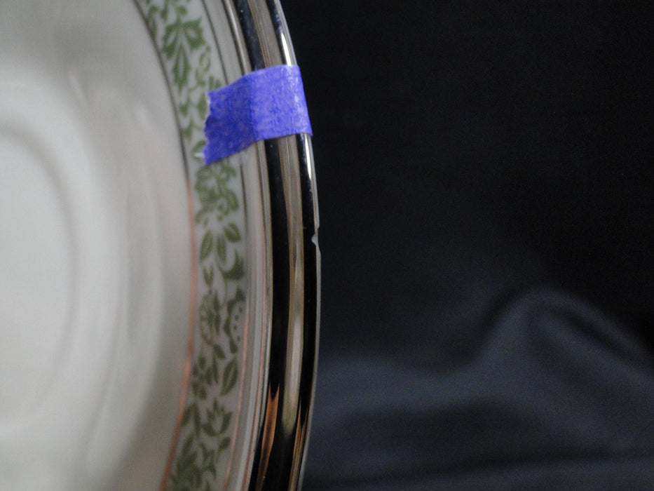 Lenox Memoir, Green Florals, Platinum Trim: 6" Saucer Only, As Is