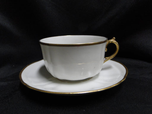 Redon, M (PL Limoges), White w/ Panels, Thick Gold: Cup & Saucer Set (s), 2"