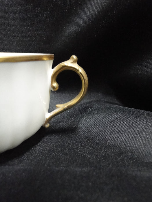 Redon, M (PL Limoges), White w/ Panels, Thick Gold: Cup & Saucer Set (s), 2"