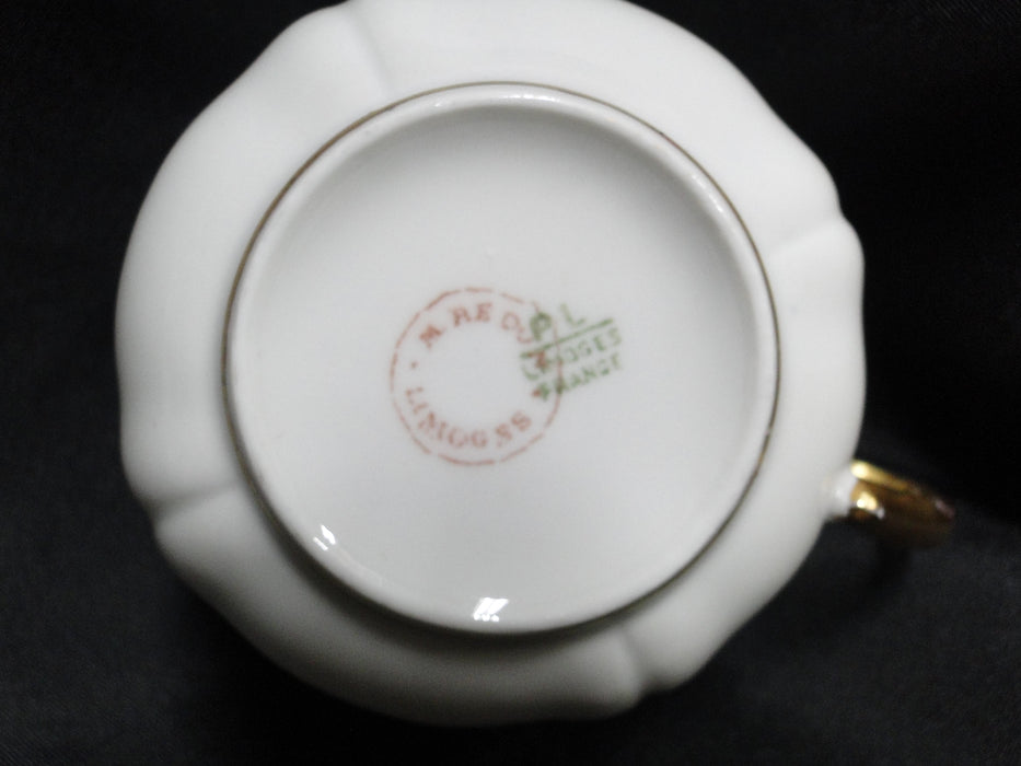 Redon, M (PL Limoges), White w/ Panels, Thick Gold: Cup & Saucer Set, 2", As Is