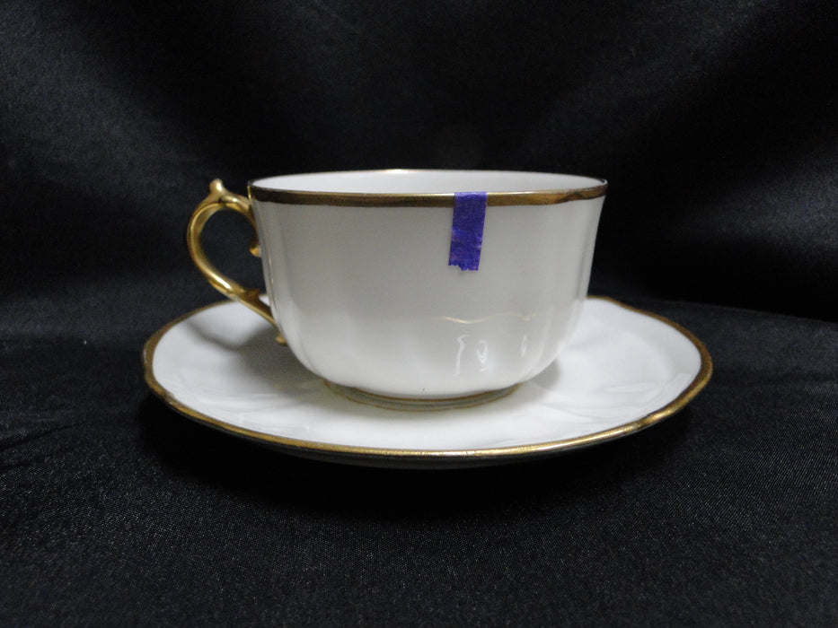 Redon, M (PL Limoges), White w/ Panels, Thick Gold: Cup & Saucer Set, 2", As Is