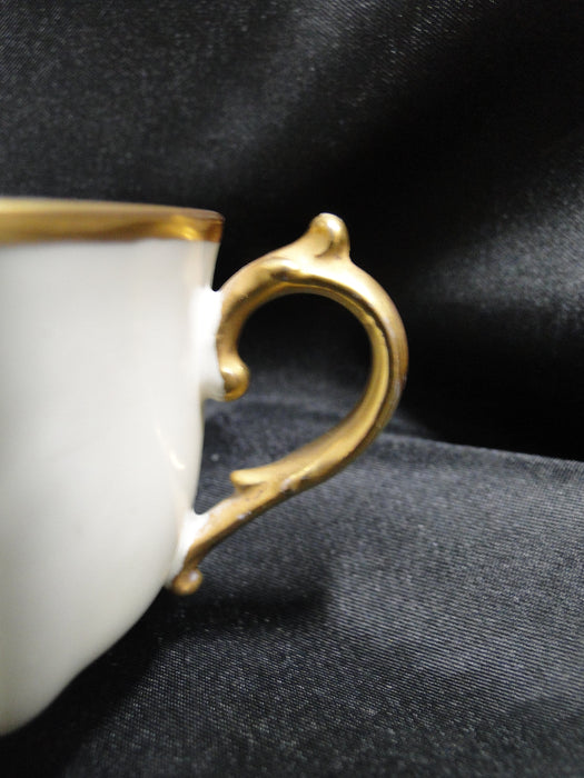 Redon, M (PL Limoges), White w/ Panels, Thick Gold: Cup & Saucer Set, 2", As Is