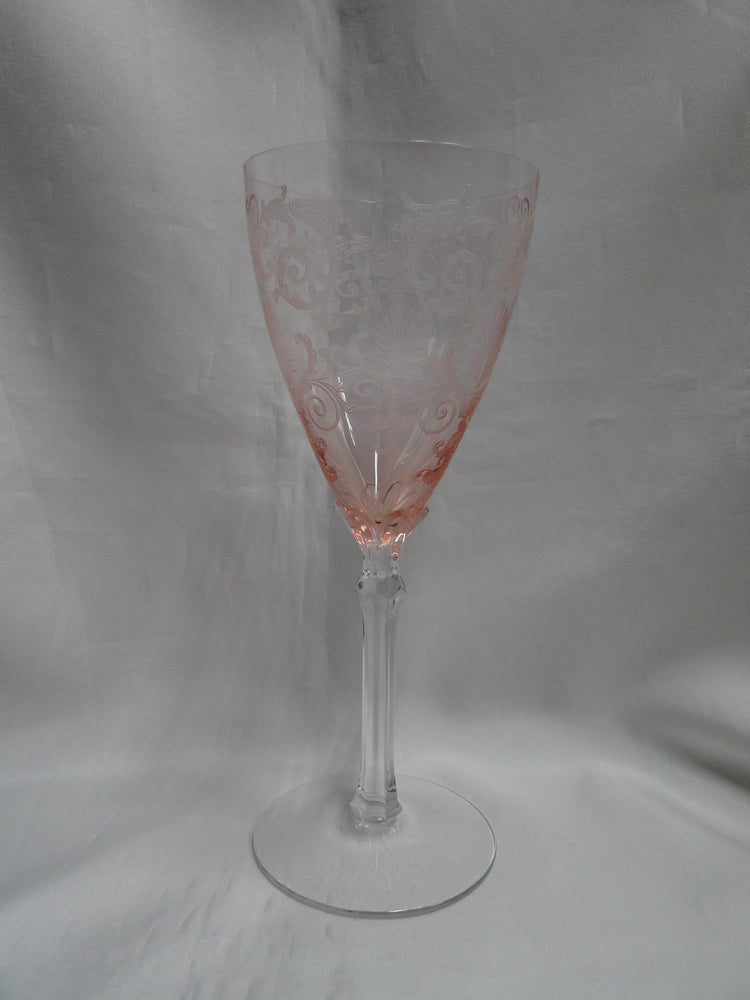 Fostoria Versailles Pink, Etched: Water or Wine Goblet (s), 8 1/4" Tall