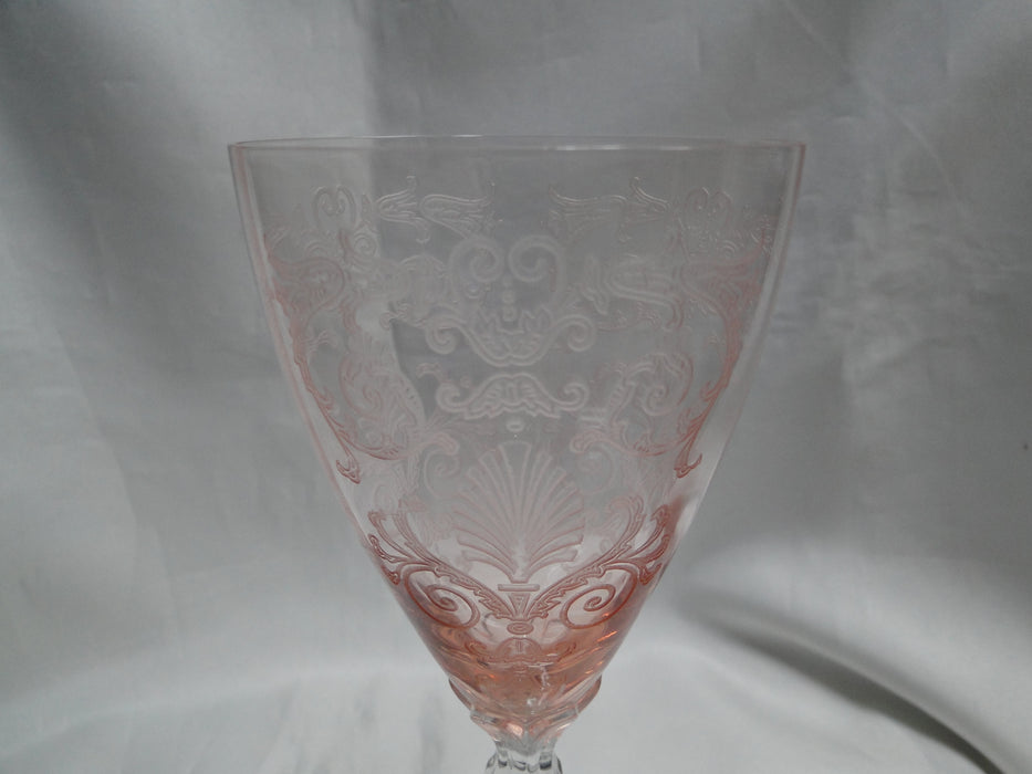 Fostoria Versailles Pink, Etched: Water or Wine Goblet (s), 8 1/4" Tall