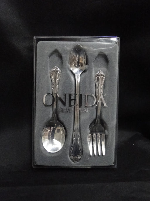 Oneida Chalice-Harmony Silverplate Flatware: 3-Piece Baby Spoons & Fork Set, Box
